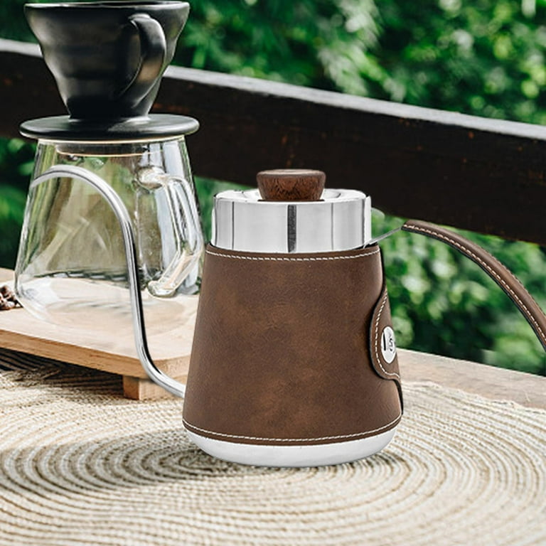 Pour over Drip Pot Coffee Drip Kettle, Water Dripper Kettle Stainless Steel Tea  Pot, Gooseneck Kettle for Office, Hotel, Camping, Picnic Indoor brown 