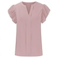 thumbnail image 6 of Blouse Women'S Ruffle Cap Sleeve Shirt Blouse with V-Neck T-Shirt Pink L, 6 of 9