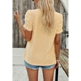 thumbnail image 5 of Square Neck Ruched Sleeve Top, Light Beige, X-Large, 5 of 5