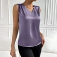 thumbnail image 2 of Pxiakgy tank top for women womens tank tops Women's Summer Solid Color Ding Satin V Neck Sleeveless Bottom Tank Top Purple + M, 2 of 8