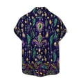 thumbnail image 4 of MELDVDIB Mens Shirts Carnival Printed Loose Summer Tops Button-Up Turn-Down Collar Short Sleeve Beach Shirts with Pocket, 4 of 6