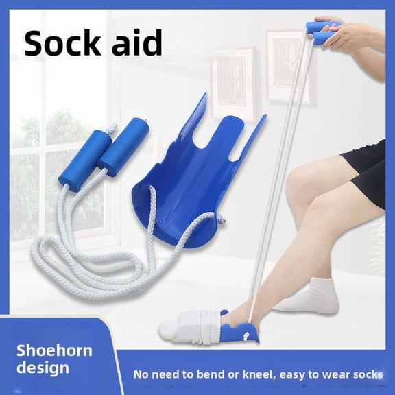 Sock Aid Tool for Elderly No Bend Dressing Helper with Shoe Horn, Universal for Seniors Pregnant Disabled