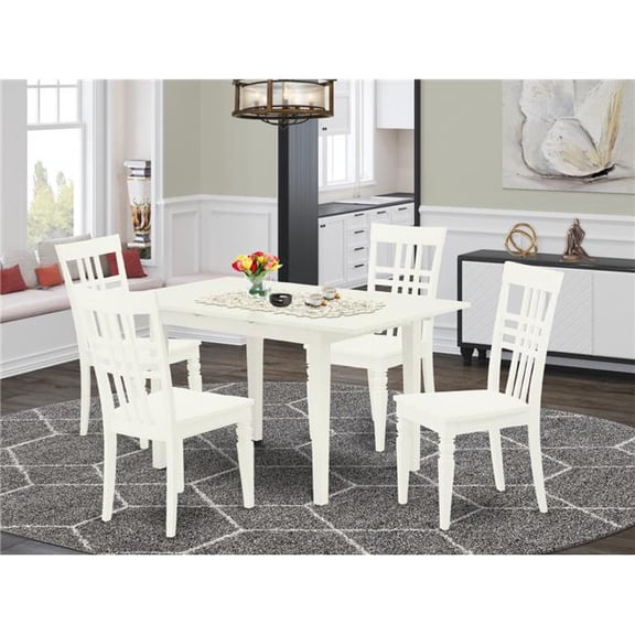 5 Piece Norfolk Wood Dining Table Set - Linen White
