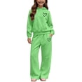 thumbnail image 2 of Kezqiaxn Girls Outfits Winter 2 Piece Lounge Set Cute Heart Printed Hoodie and Pants with Pocket Sweatsuits Matching Sets for Kids Size 5-14, 2 of 7