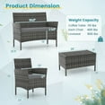 thumbnail image 3 of Costway 4 PCS Patio Furniture Set with Washable Cushions and Tempered Glass Coffee Table Gray, 3 of 9