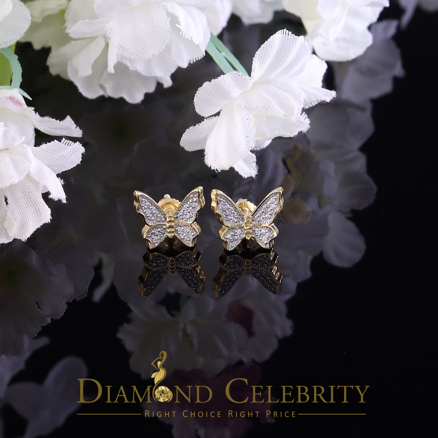 Diamond Celebtrity Butterfly Stud White, Cubic Zirconia Earrings, Sterling Silver, 0.34 ct. t.w., 1 Count