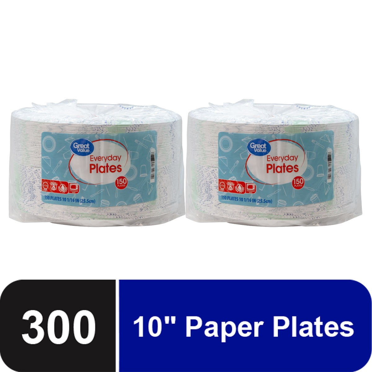 Great Value Everyday Disposable Paper Plate 10", 300 Count
