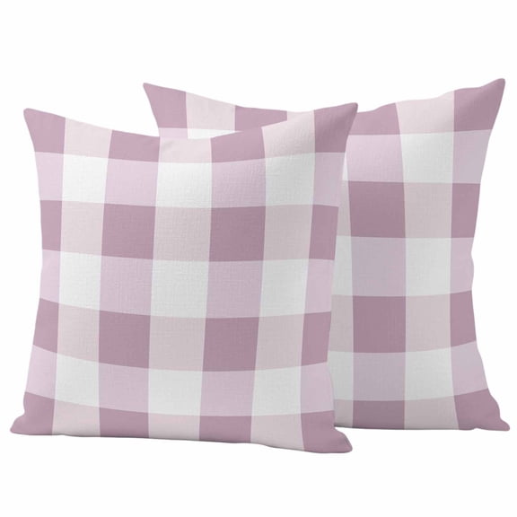 Outdoor Waterproof Pillow Covers Simple White Pink Buffalo Checker Decorative Throw Pillow Protectors,Pillowcase Cushion Cases for Patio Sofa Garden Couch,16x16in,Pack of 2
