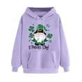 thumbnail image 3 of VBTAPA St Patricks Day Sweatshirt for Women Irish Clover Graphic Hoodies Long Sleeve Drawstring Hooded Sweatshirts with Kangaroo Pocket Purple S, 3 of 6