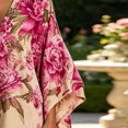 thumbnail image 4 of Morttic Women's Bohemian V-Neck Long Sleeve Floral Print Maxi Dress – Loose Summer Vacation Garden Party Beach Dress Rose Red，XS, 4 of 6