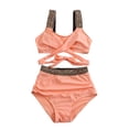 thumbnail image 4 of Women's Solid Color High Waist Cover Belly Gold Silk Elastic Split Suspender Bikini Mommy And Son Matching Swimwear Swimsuit Cups Womens Bathing Suit with Shorts Sweet Escape Swim Shorts Pool Cover up, 4 of 4