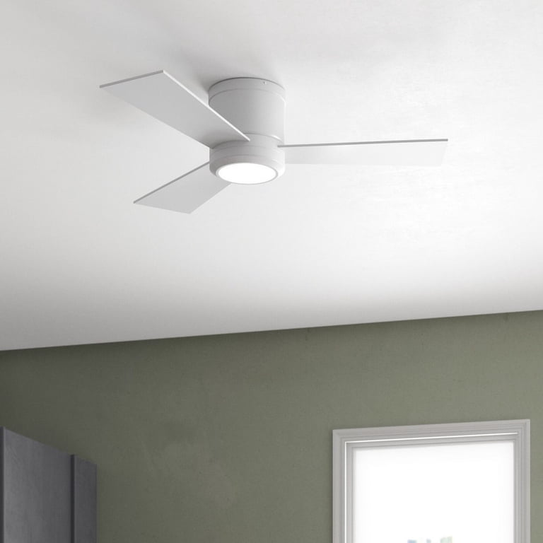 Monte Carlo Clarity II 42 Inch Hugger Ceiling Fan With LED Light & Remote – Brushed Steel, 3 Blades, Quiet DC Motor