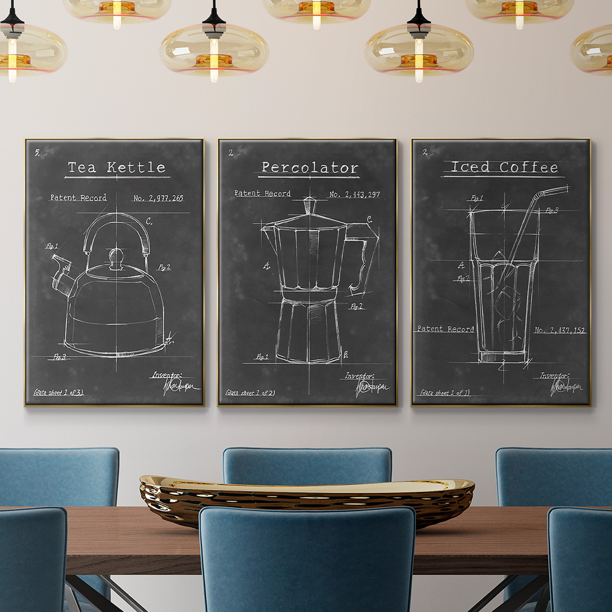Morning Routine IV - Framed Premium Gallery Wrapped Canvas L Frame 3 Piece Set - Ready to Hang