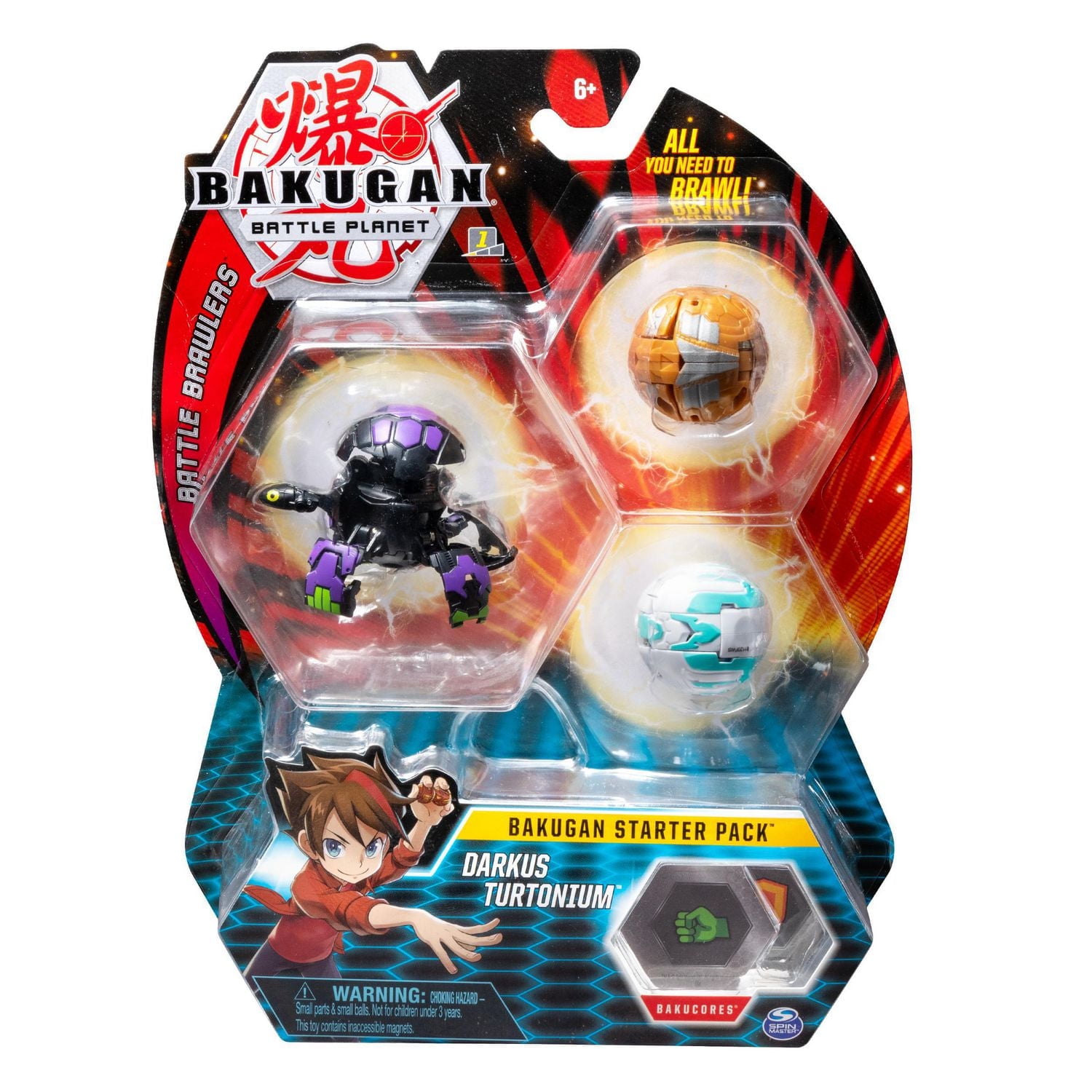 Bakugan Starter Pack 3-Pack, Darkus Turtonium, Collectible Action Figures, for Ages 6 and Up