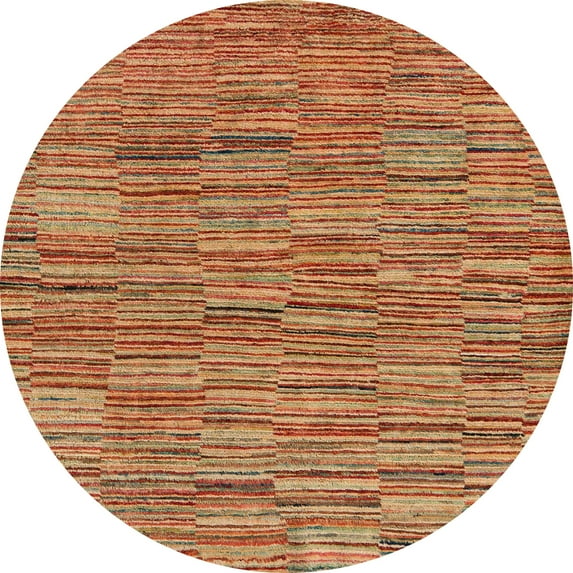 Ahgly Company Machine Washable Indoor Round Abstract Gold Area Rugs, 5' Round