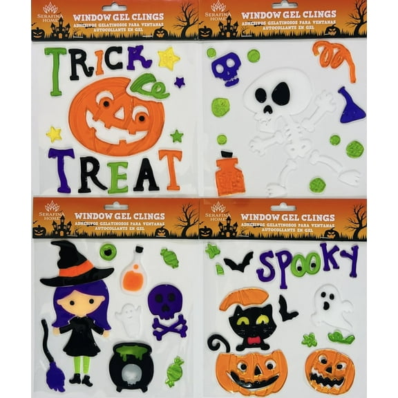 Serafina Home Halloween Gel Window Clings: Kids Out for Some Fun Ghosts Jack O Lanterns Pumpkins Decorations for Home Office Business Window Decor and More!