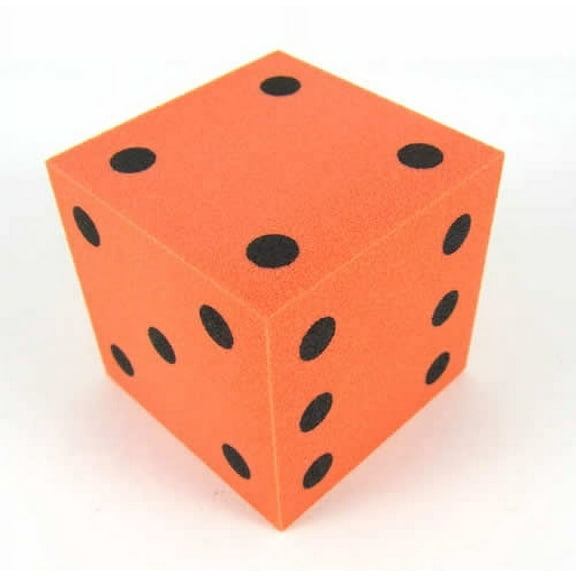Orange Opaque Foam Die with Black Dots D6 50mm (2in) Pack of 1 Die Koplow Games