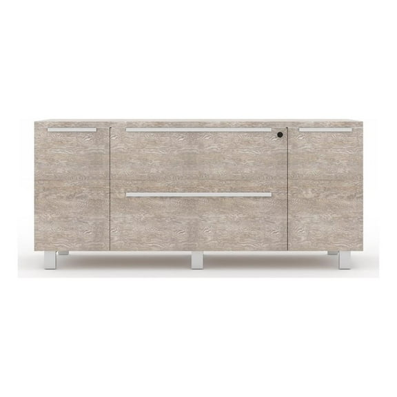 Pemberly Row Modern Credenza with 2 Drawers and 2 Doors in Gray