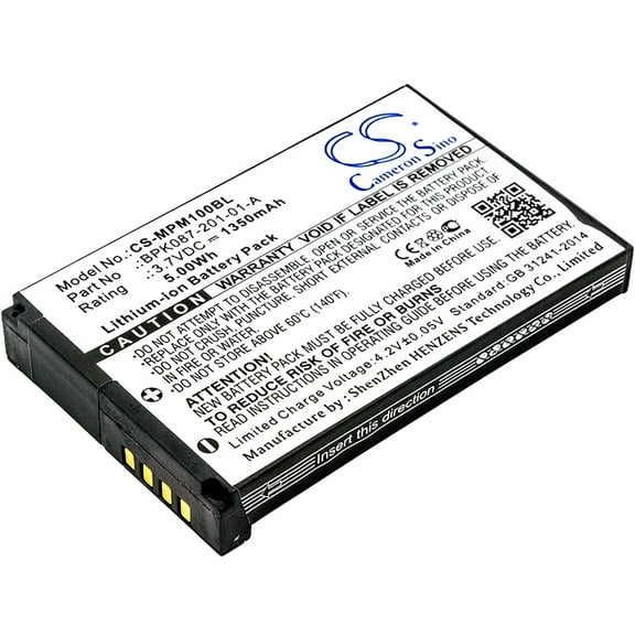 1350mAh BPK087-201-01-A Battery for Motorola Verifone Zebra MPM100, MPM-100