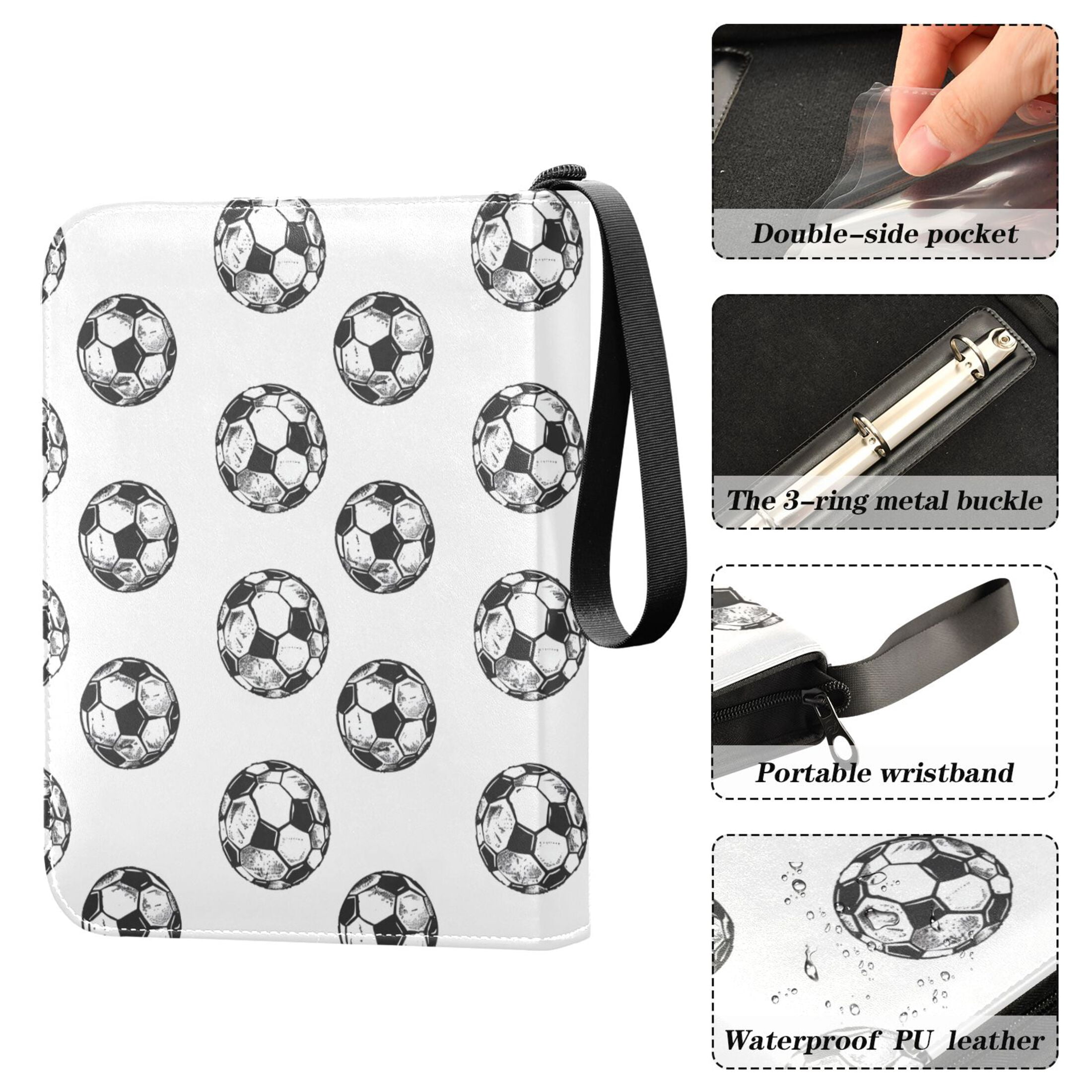 ALAZA Soccer Balls Football Pattern Trading Card Binder 4 Pocket Cards Collection Album 400 Folder Holder
