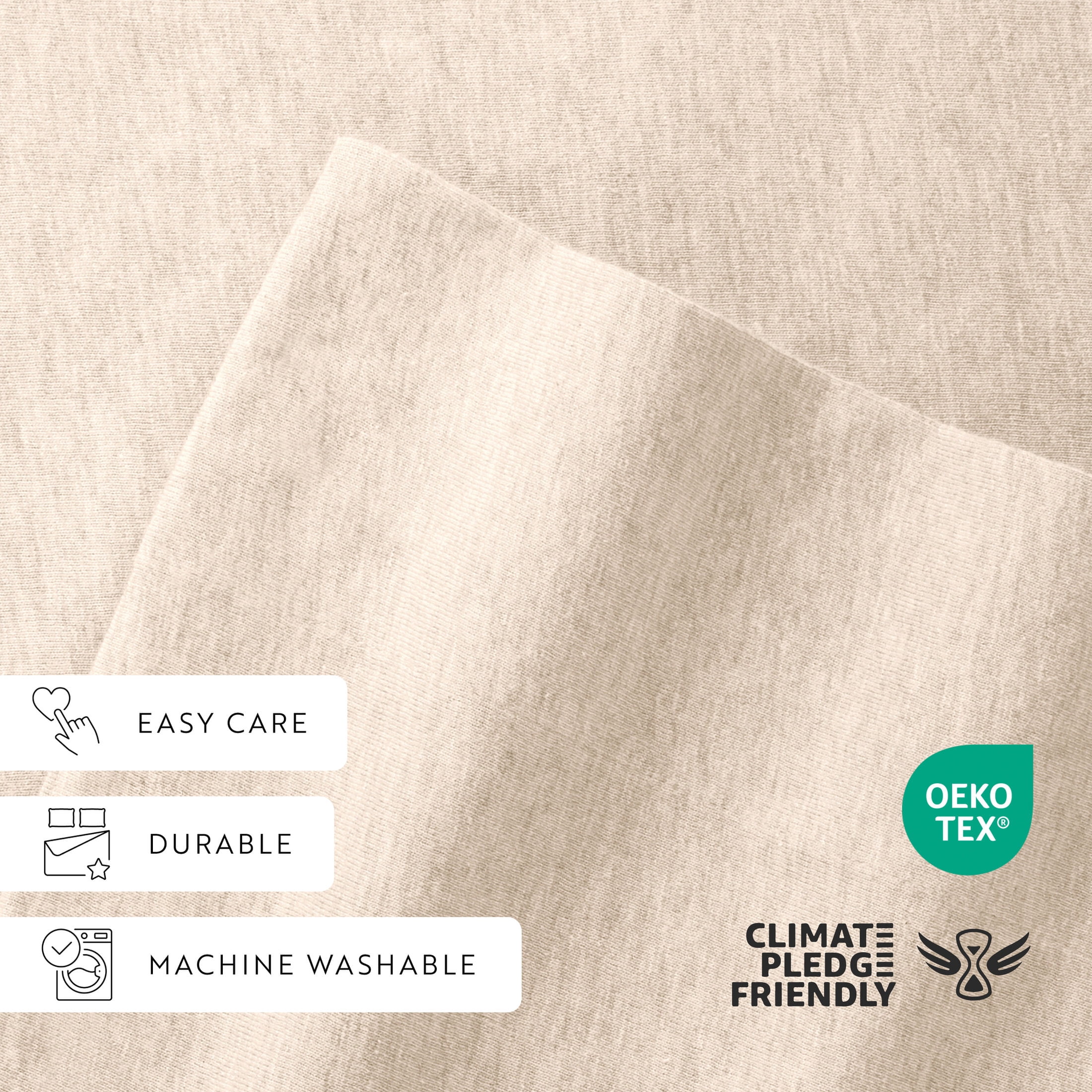 Noble Linens 4 Piece Jersey Knit 100% Cotton Sheet Set, Oatmeal, Twin