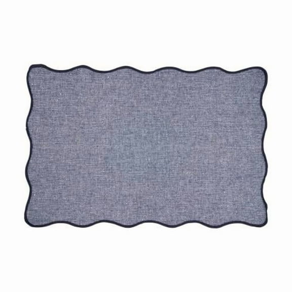 Saro Lifestyle 1069.BL1319B 13 x 72 in. Eco Scallop Border Placemat, Blue - Set of 4