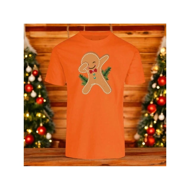 Playera Con Estampado De Galleta De Gengibre Navidad Color Anaranjado Talla Chica Marca Emil SaEs
