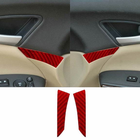Soft Carbon Fiber Car Interior Decor Kits 2Pcs Red For Honda Accord Sedan 2008-12 Carbon Fiber Door Accent Cover Trim Sticker