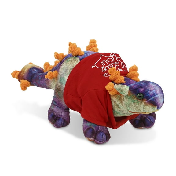 DolliBu I LOVE YOU Super Soft Ankylosaurus Dinosaur Plush- Cute Dino Plush Stuffed Animal with I Love You Red Shirt For Valentine, Anniversary, Romantic Date, Boyfriend, or Girlfriend Gift - 15 Inches