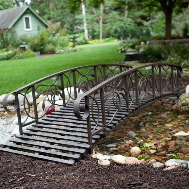 Coral Coast Willow Creek 8ft. Metal Garden Bridge