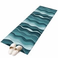 thumbnail image 2 of 2x6 Kitchen Runner Rug, Abstract Turquoise Moire Non-Skid Rubber Backing Large Rectangle Rugs - Living Room Bedroom Home Office, Gradient Coastal Ocean Geometric Indoor Floor Mat Carpets Washable Rug, 2 of 9