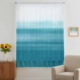 thumbnail image 3 of Turquoise White Ombre Sheer Curtains 45 Inches Long, Modern Country Abstract Stripes Light Filering Curtains, Breathable Simi Curtain Privacy Drapes for Kitchen Bathroom Small Window Treatment, 3 of 9