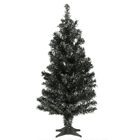 2' Halloween Tinsel Tree Black - National Tree Company