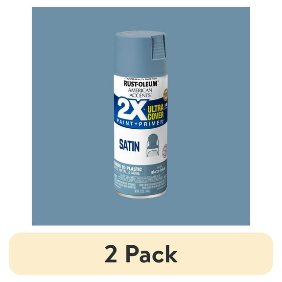 (2 pack) Slate Blue, Rust-Oleum American Accents 2X Ultra Cover Satin Spray Paint-354731, 12 oz