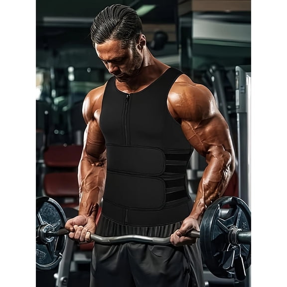 Sweat Vest For Men Weight Loss With Zipper, Boost Your Workout with - Sweat More Burn More Size.(L)