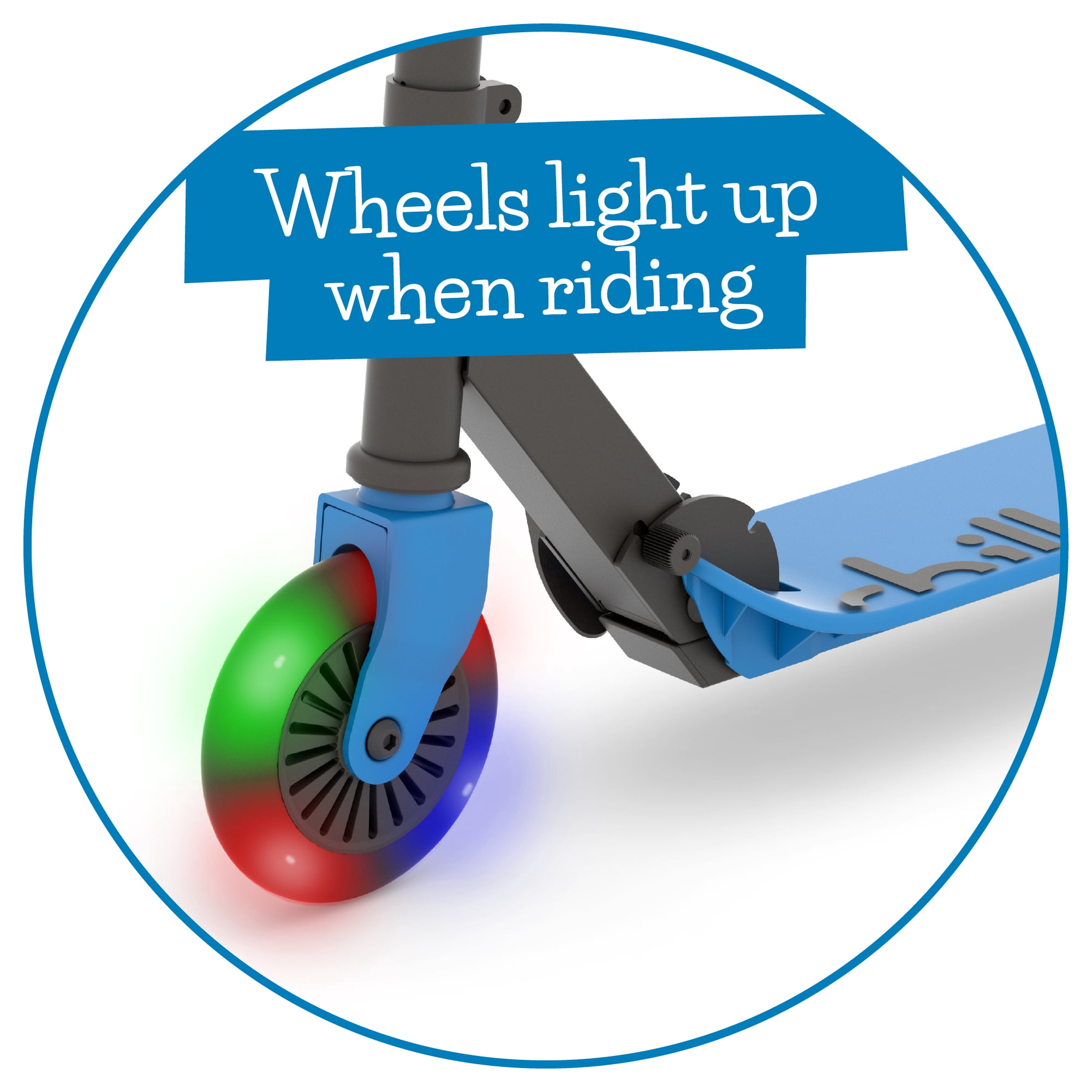 Chillafish Flexxi Mini GLOW Foldable Scooter for Kids Ages 5+, Light-Up Wheels, Integrated Brake, Adjustable & Portable, Navy