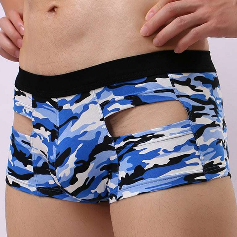 hoksml Mens Underwear Men's Camouflage Stripe Briefs Fashion Underwear  Personalized Mid-waist Hoop Panties Buttock Covering Briefs Clearance 