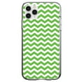 thumbnail image 1 of DistinctInk Clear Shockproof Hybrid Case for iPhone 13 PRO (6.1" Screen) - TPU Bumper, Acrylic Back, Tempered Glass Screen Protector - Green White Chevron Stripes Wave - Chevron Stripes Pattern, 1 of 2