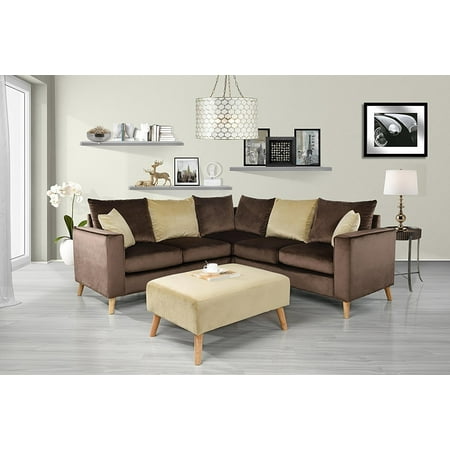  Modern  Living  Room  Velvet Sectional Sofa  L Shape Couch  