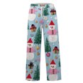 thumbnail image 6 of Women's Fashion Casual Loose Printed Wide-Leg Sports Pants with Christmas Print, Comfortable Home and Outdoor Wear, Elastic Waist with Drawstring for Easy Fit, Royal Blue, S, 6 of 7