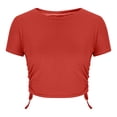 thumbnail image 5 of ZZwxWA Short Sleeve Square Neck Crop Top for Women Soft Workout Shirt Going Out Tops Sexy Slim Fitted Casual Base Layer, 5 of 5