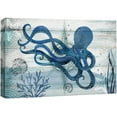 thumbnail image 3 of PixonSign Canvas Print Wall Art Octopus Under The Sea Amphibians Beach Illustrations Modern Art Nautical Colorful Blue Ultra for Living Room, Bedroom, Office - 32"x48", 3 of 5