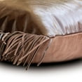 thumbnail image 2 of Decorative Brown 20"x20" (50x50 cm) Pillow Covers, Faux Leather Solid & Fringe Throw Pillows For Sofa, Solid Pattern Modern Style - Kings Arm, 2 of 3