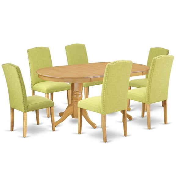 East West Furniture Vancouver 7-piece Wood Dining Set in Oak/Limelight