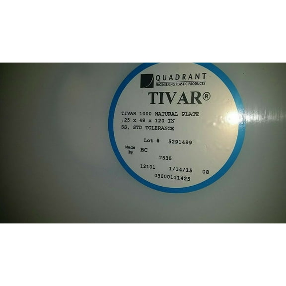 Quadant TIVAR 1000 WHITE NATURAL PLATE .125 X 48" X 120"