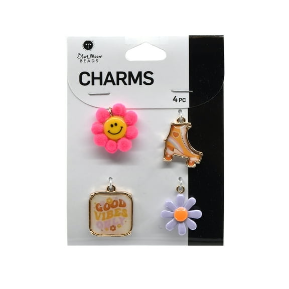 Blue Moon Beads Multi-Color Good Vibes Charms, Unisex, Teen to Adult, Set of 4 Pieces