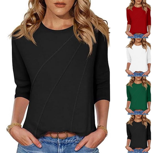 Sudadera con capucha extragrande,Camiseta de mujer con cuello redondo y manga 3/4, corte holgado e informal, tela de imitación de rejilla, cómoda para uso doméstico y diario, sopatenor