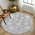 thumbnail image 2 of Grey and Round Area&nbsp;Rug 5ft White Snowflake Winter Christmas Non-Slip&nbsp;Washable Circle Rugs Soft Felt Indoor Floor Mat for Bedroom Kitchen Living Room Bathroom, 2 of 9