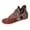 Brown, variant on Women's Clip Toe Flat Sandals Breathable Denim Flip Flops Buckle Studded Open Toe Summer Low Platform Dressy Shoes Blue Size 6