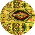 thumbnail image 1 of Ahgly Company Indoor Round Oriental Yellow Modern Area Rugs, 5' Round, 1 of 4